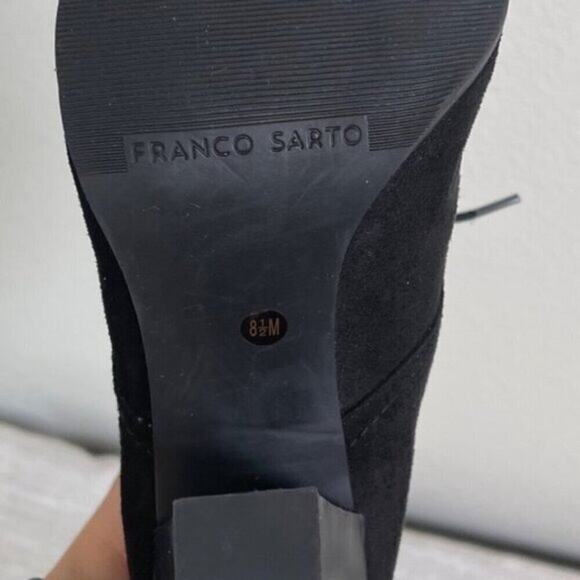 Franco Sarto Leandra Women’s Ankle Boot Black Suede Lace-Up Block Heel Size 8.5 - Picture 7 of 8